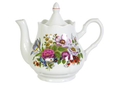 Чайник 1, 75мл Букет цветов форма Романс Добрушский фарфоровый завод