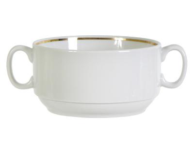 Чашка для бульона белая с золотом 470см3 Добрушский фарфоровый завод