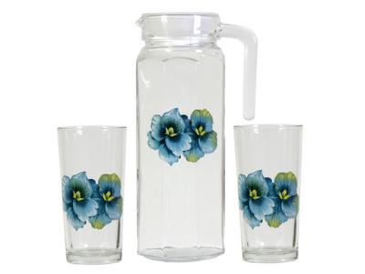 Кувшин 1л и 2 стакана Орхидея Опытный стекольный завод