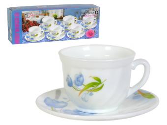 Чайный набор 6 чашек с блюдцами Голубой цветок
