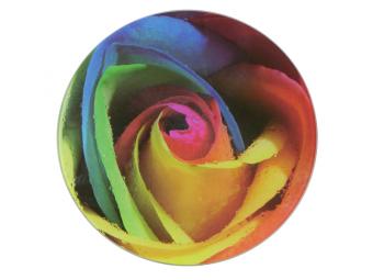 Доска разделочная стекло Разноцветная роза 20см