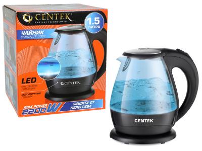 Чайник эл 1, 5л Centek стекло внутренняя подсветка Centek