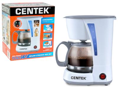 Кофеварка 600мл Centek (белая) капельная 700Вт, многоразовый фильтр Centek