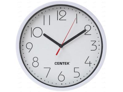 Часы настенные кварцевые Centek (белый) 23см круг, шаговый ход Centek