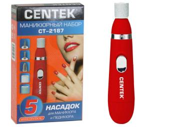 Набор для маникюра Centek красный 5 насадок, суперсет для ювелирной обработки ногтей