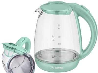 Чайник эл. 1, 7л 2200Вт Hottek стекло (тиффани) HOTTEK