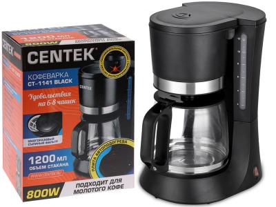 Кофеварка 1200мл Centek Black капельная CT-1141 Black Centek