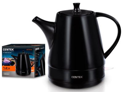 Чайник электрический 1, 2л Centek Black Astana, чёрная керамика, матовый Centek