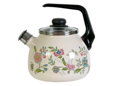 Чайник эмалированный 3л со свистком Луговые цветы Стальэмаль (Череповец)