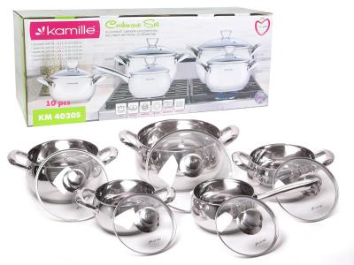 Набор посуды 10пр (2.1л, 2.9л, 4.1л, 6.7л, ковш 2.1л) нерж.сталь Kamille