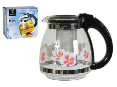 Чайник заварочный стеклянный 1, 5л с деколью