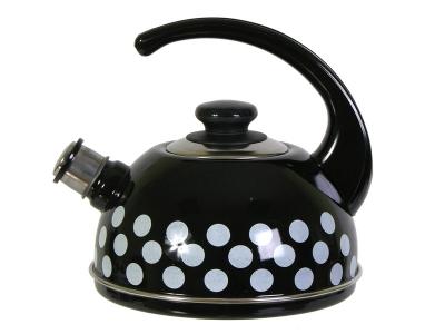 Чайник 2, 5л со свистком, консольная ручка черный/белый горох
