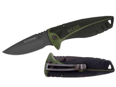 Нож туристический складной ECOS EX-SHS01G двухкомпонентная рукоятка черно-зеленая