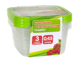 Комплект контейнеров 3шт по 0,45л для СВЧ Унико