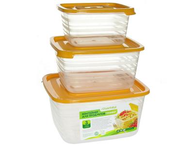 Набор контейнеров 3шт для продуктов (СВЧ) ''Унико'' квадратный (0, 45л, 9л, 1, 4л) Martika