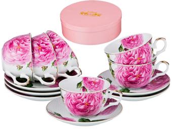 Чайный набор Розовый пион 12пр 6 персон 250мл
