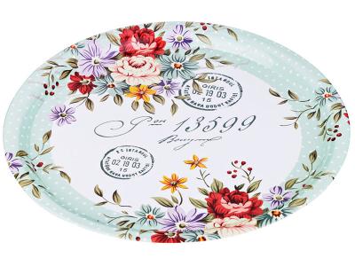 Поднос стальной 40см Flowers Agness 541433 Арти-М