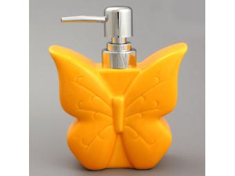 Емкость для жидкого мыла Бабочка желтая 400мл
