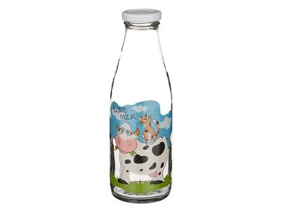 Бутылка стеклянная Love Milk 0, 5л с крышкой Арти-М