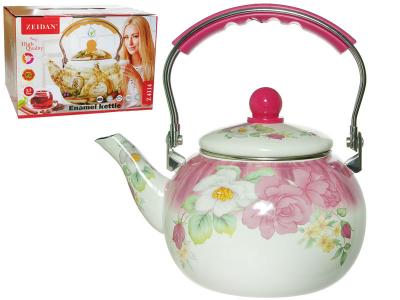 Чайник 2, 5л эмаль Розровые цветы индукция Z-4114-01