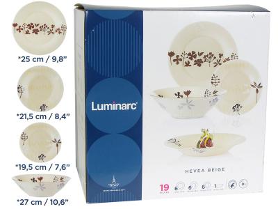 HEVEA BEIGE Столовый сервиз 19пр 64723 Luminarc