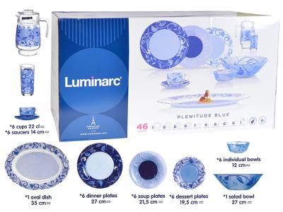 PLENITUDE BLUE Столовый сервиз 46пр 6 персон 64949 Luminarc