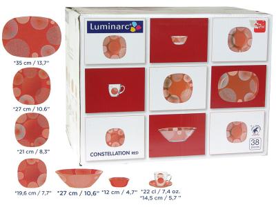 Столовый сервиз CARINA CONSTELLATION RED 38пр 6 персон ОАЭ (23520) Luminarc