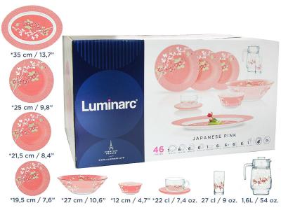 JAPANESE PINK Столовый сервиз 46пр 6 перс (66415) Luminarc