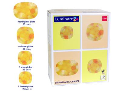 SNOW FLAKES ORANGE Столовый сервиз 19пр Luminarc