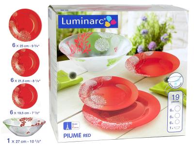 Piume Red столовый сервиз 19 предметов Luminarc