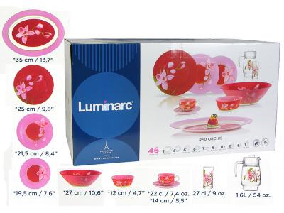 RED ORCHIS Столовый сервиз 46 пр Luminarc